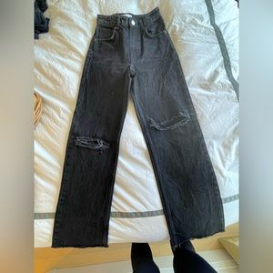 Zara wide leg ripped jeans